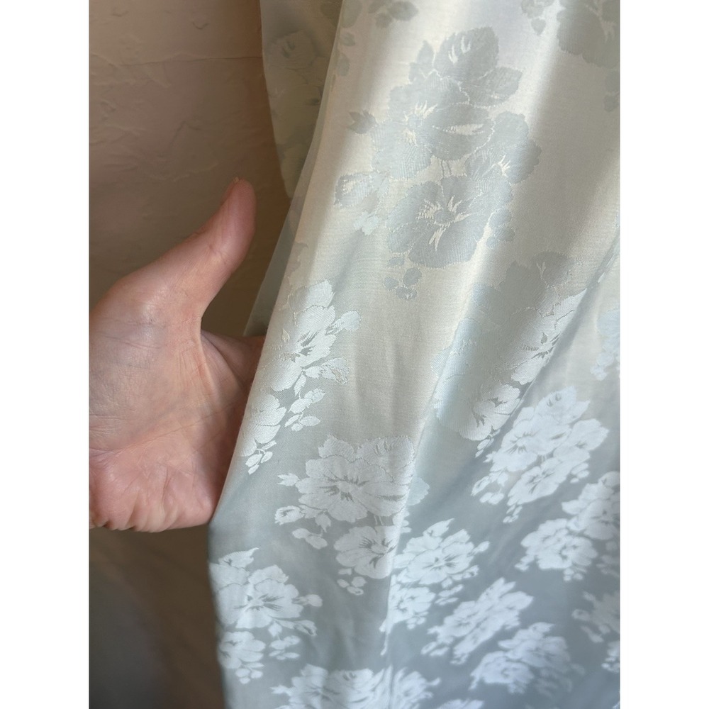 Vintage Christian Dior Nightgown Gown Robe M Floral Satin Jacquard Blue Romantic - Picture 4 of 7